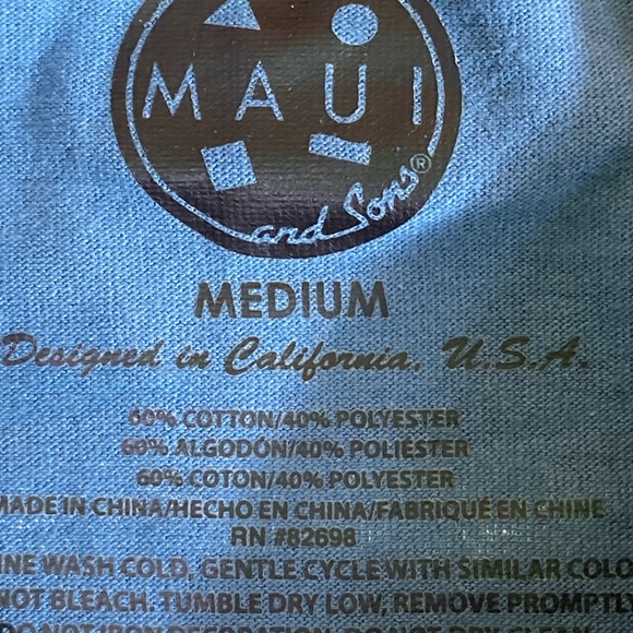 MAUI & SONS Medium M Med MD Shark Logo Mens T-shirt Tee Shirt Blue - Picture 8 of 9